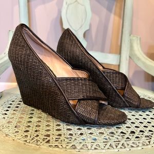 Diane Von Furstenberg Raffia wedges | Color: Black | Size: 7 1/2-8